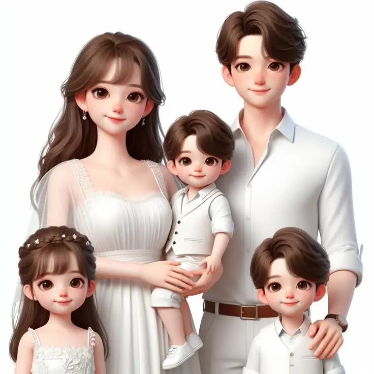 Ảnh Gia Đình Hoạt Hình 4 Người Với 2 Con Gái Đáng Yêu 5