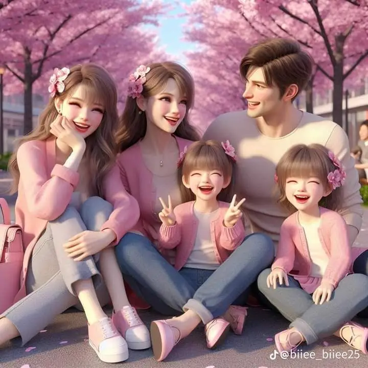 Ảnh Gia Đình Hoạt Hình 4 Người Với 2 Con Gái Đáng Yêu 7