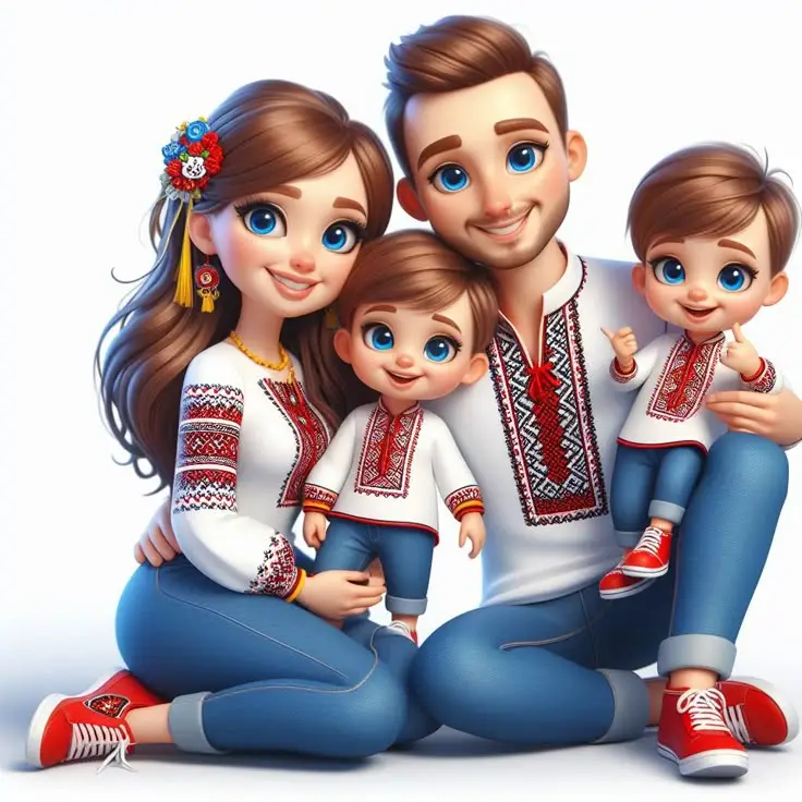 Ảnh Gia Đình Hoạt Hình 4 Người Với 2 Con Gái Đáng Yêu 21
