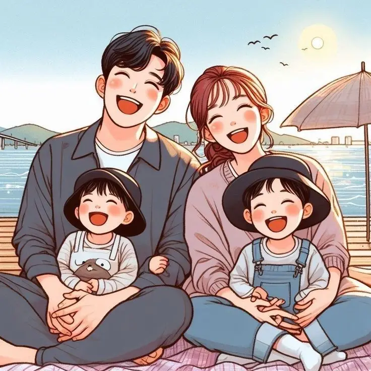 Ảnh Gia Đình Hoạt Hình 4 Người Với 2 Con Gái Đáng Yêu 27