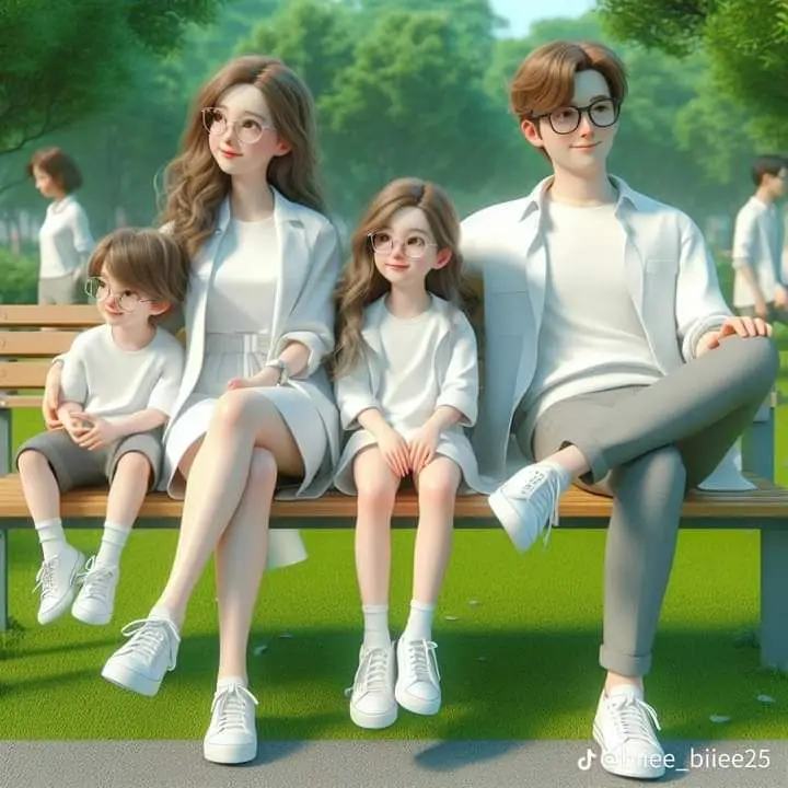 Ảnh Gia Đình Hoạt Hình 4 Người Với 2 Con Gái Đáng Yêu 33