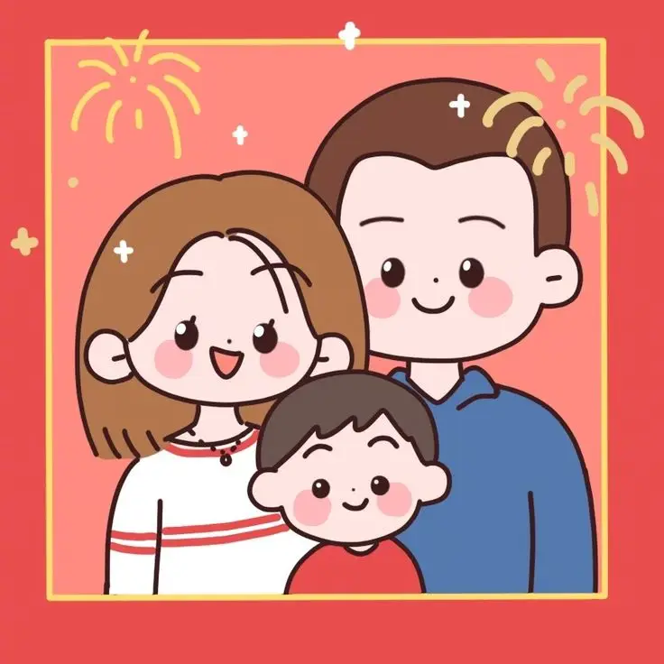Ảnh Gia Đình Hoạt Hình 4 Người Với 2 Con Gái Đáng Yêu 38