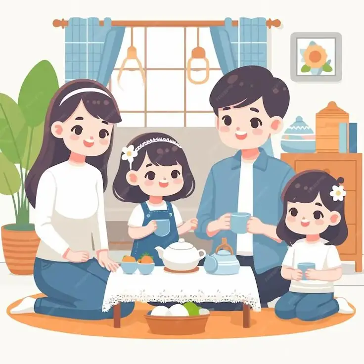 Ảnh Gia Đình Hoạt Hình 4 Người Với 2 Con Gái Đáng Yêu 41