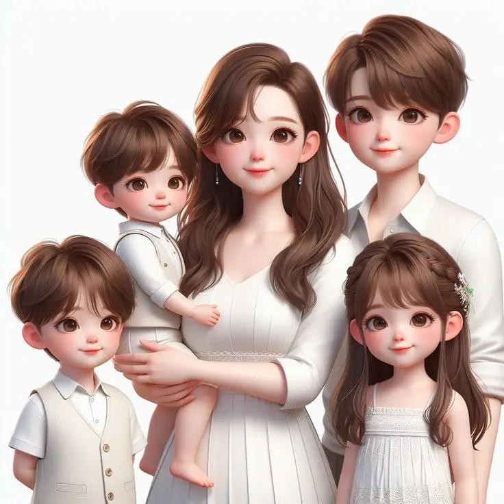 Ảnh Gia Đình Hoạt Hình 4 Người Với 2 Con Gái Đáng Yêu 42