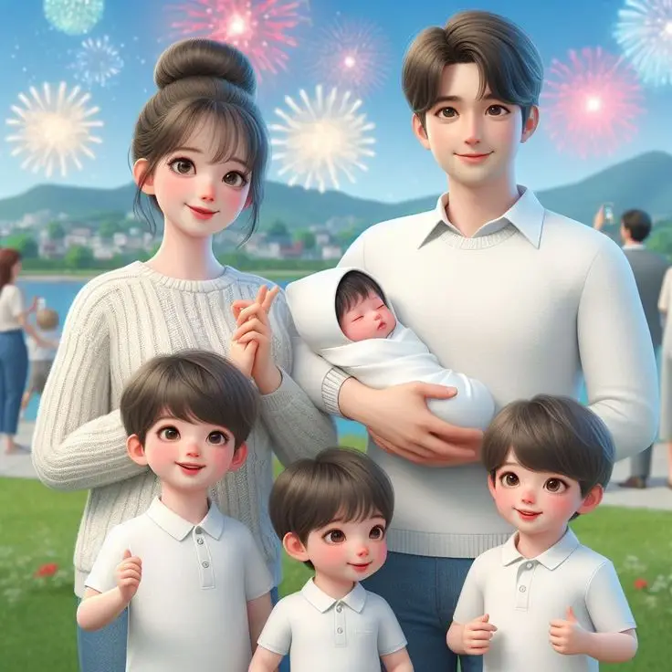 Ảnh Gia Đình Hoạt Hình 4 Người Với 2 Con Gái Đáng Yêu 47
