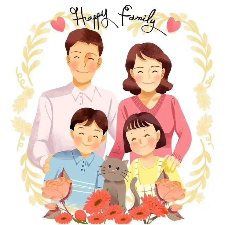 Ảnh Gia Đình Hoạt Hình 4 Người Với 2 Con Gái Đáng Yêu 50