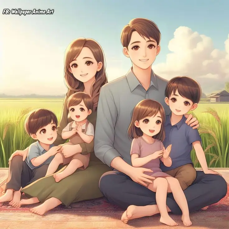 Ảnh Gia Đình Hoạt Hình 4 Người Với 2 Con Gái Đáng Yêu 52