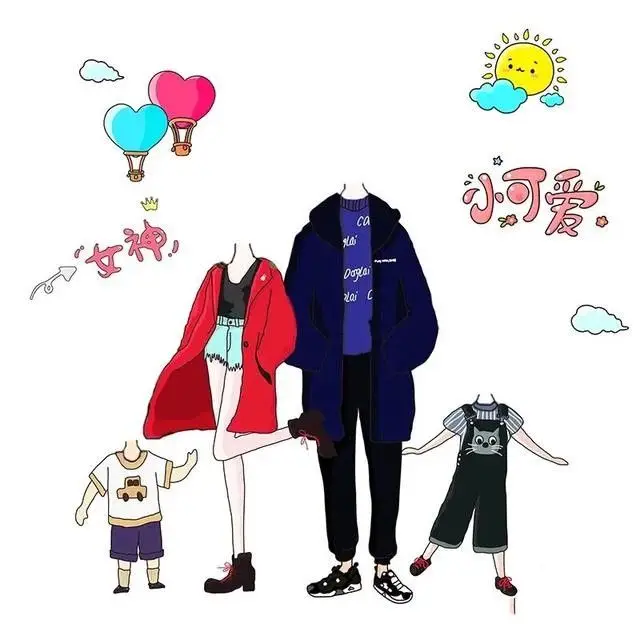 Ảnh Gia Đình Hoạt Hình 4 Người Với 2 Con Gái Đáng Yêu 59