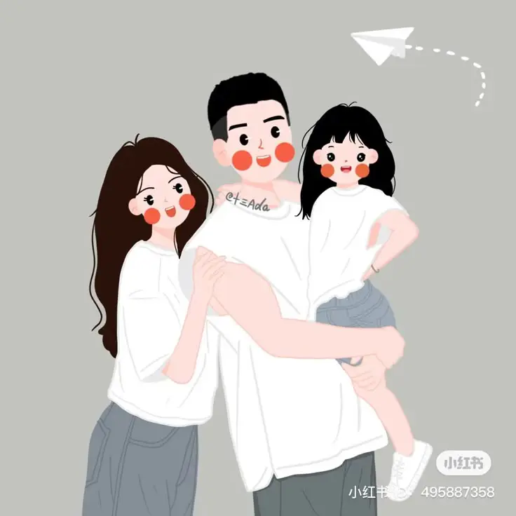 Ảnh Gia Đình Hoạt Hình 4 Người Với 2 Con Gái Đáng Yêu 61
