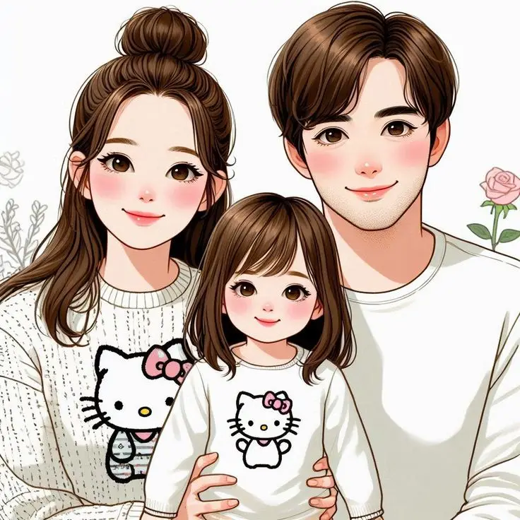 Ảnh Gia Đình Hoạt Hình 4 Người Với 2 Con Gái Đáng Yêu 66
