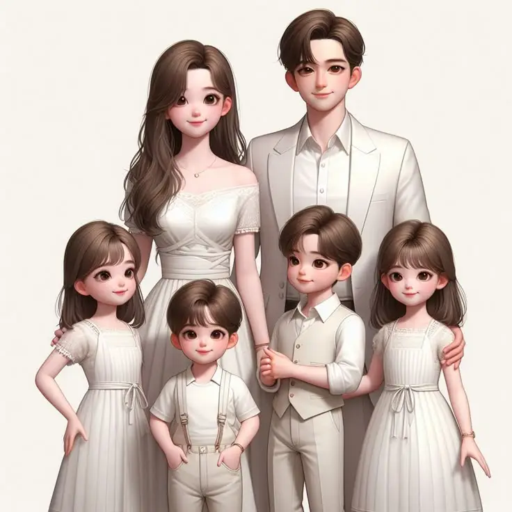 Ảnh Gia Đình Hoạt Hình 4 Người Với 2 Con Gái Đáng Yêu 68