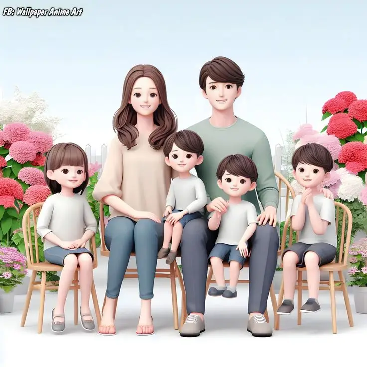 Ảnh Gia Đình Hoạt Hình 4 Người Với 2 Con Gái Đáng Yêu 72