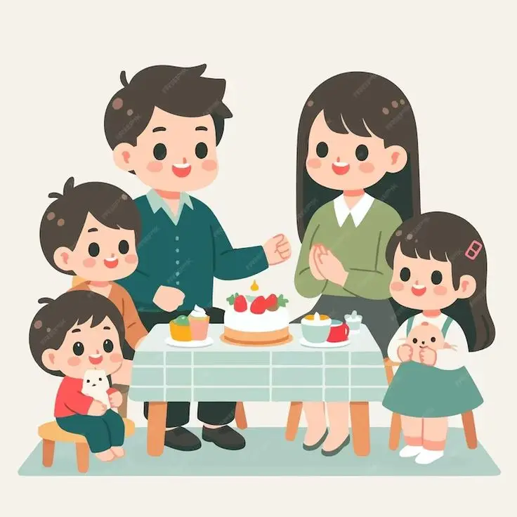 Ảnh Gia Đình Hoạt Hình 4 Người Với 2 Con Gái Đáng Yêu 73