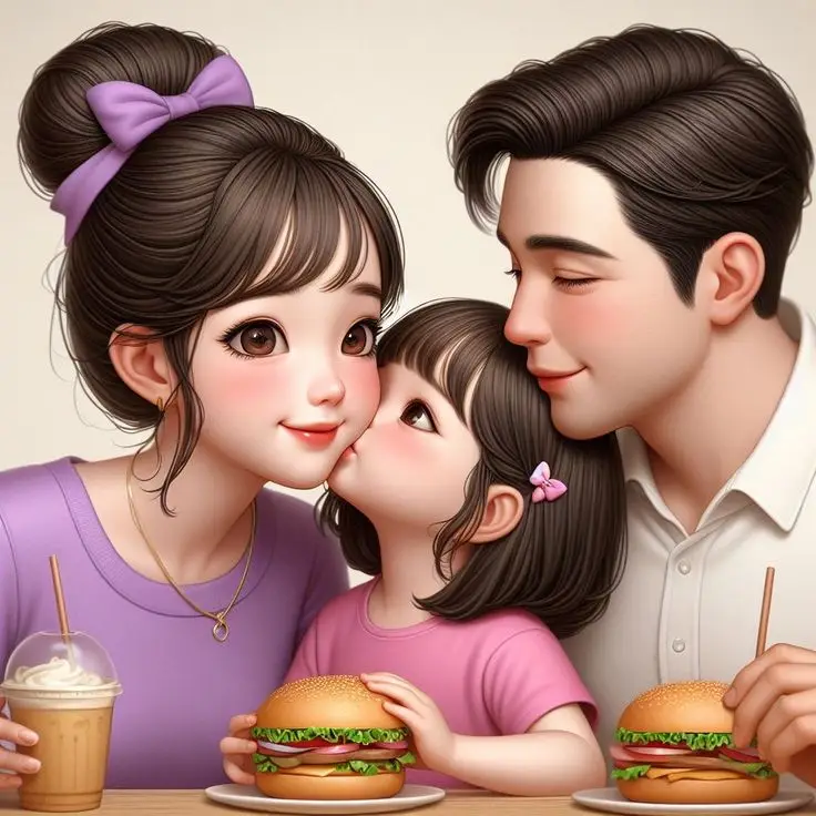 Ảnh Gia Đình Hoạt Hình 4 Người Với 2 Con Gái Đáng Yêu 80