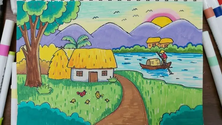 Vẽ Tranh Phong Cảnh Trong Hình Tròn - Kỹ Thuật Bằng Bút Chì 27