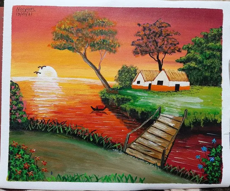 Vẽ Tranh Phong Cảnh Trong Hình Tròn - Kỹ Thuật Bằng Bút Chì 61