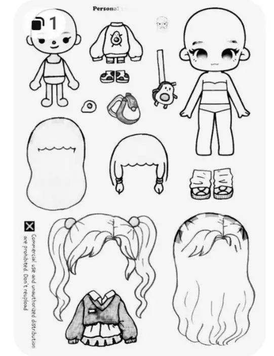 Búp bê giấy tô màu anime: Khám phá thế giới búp bê màu sắc 58