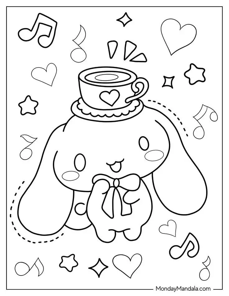 Cinnamon rolls coloring pages - Tô màu Cinnamoroll dễ thương 1