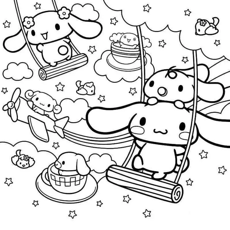 Cinnamon rolls coloring pages - Tô màu Cinnamoroll dễ thương 5
