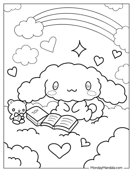 Cinnamon rolls coloring pages - Tô màu Cinnamoroll dễ thương 9