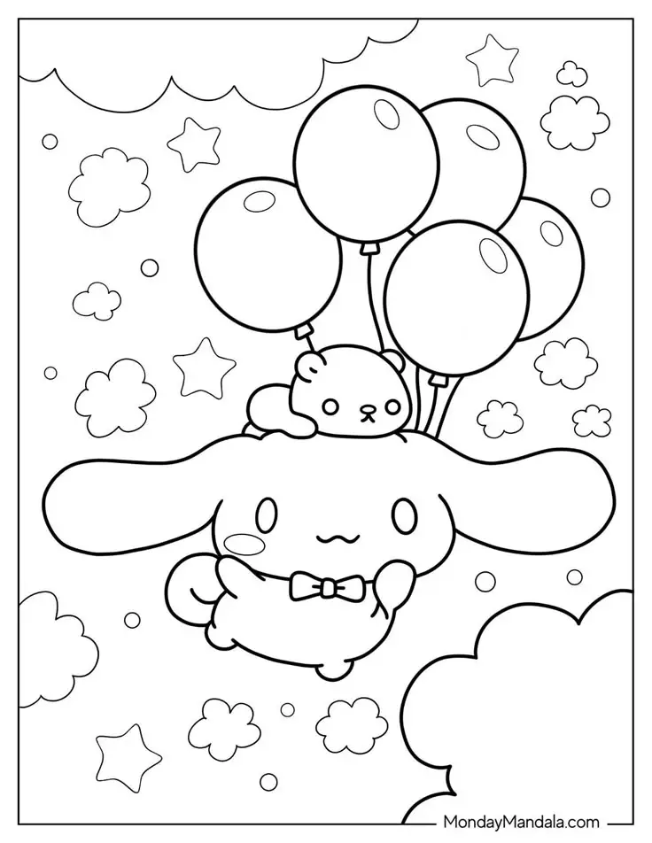 Cinnamon rolls coloring pages - Tô màu Cinnamoroll dễ thương 13