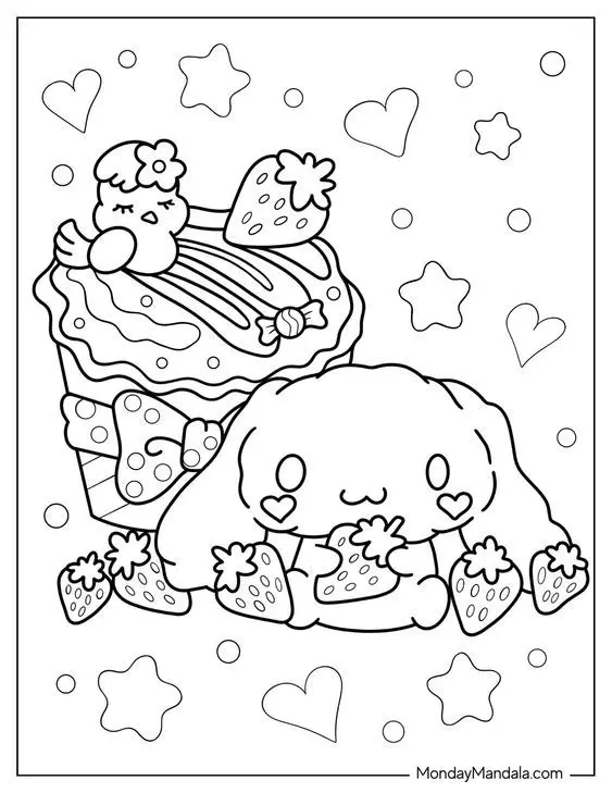 Cinnamon rolls coloring pages - Tô màu Cinnamoroll dễ thương 16