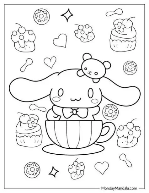 Cinnamon rolls coloring pages - Tô màu Cinnamoroll dễ thương 18