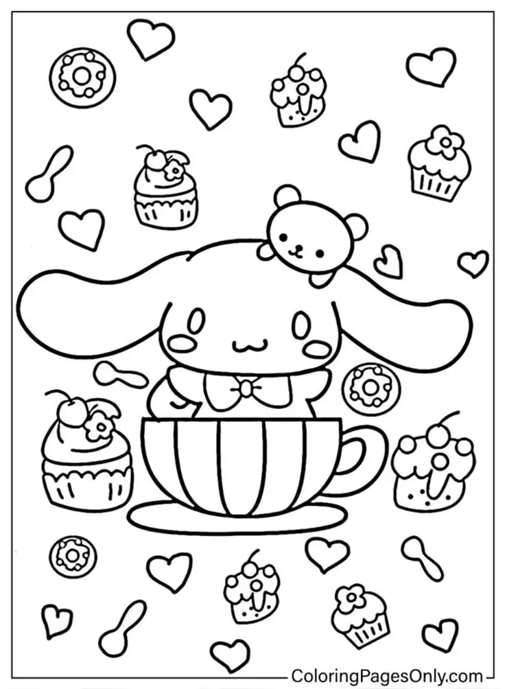 Cinnamon rolls coloring pages - Tô màu Cinnamoroll dễ thương 29