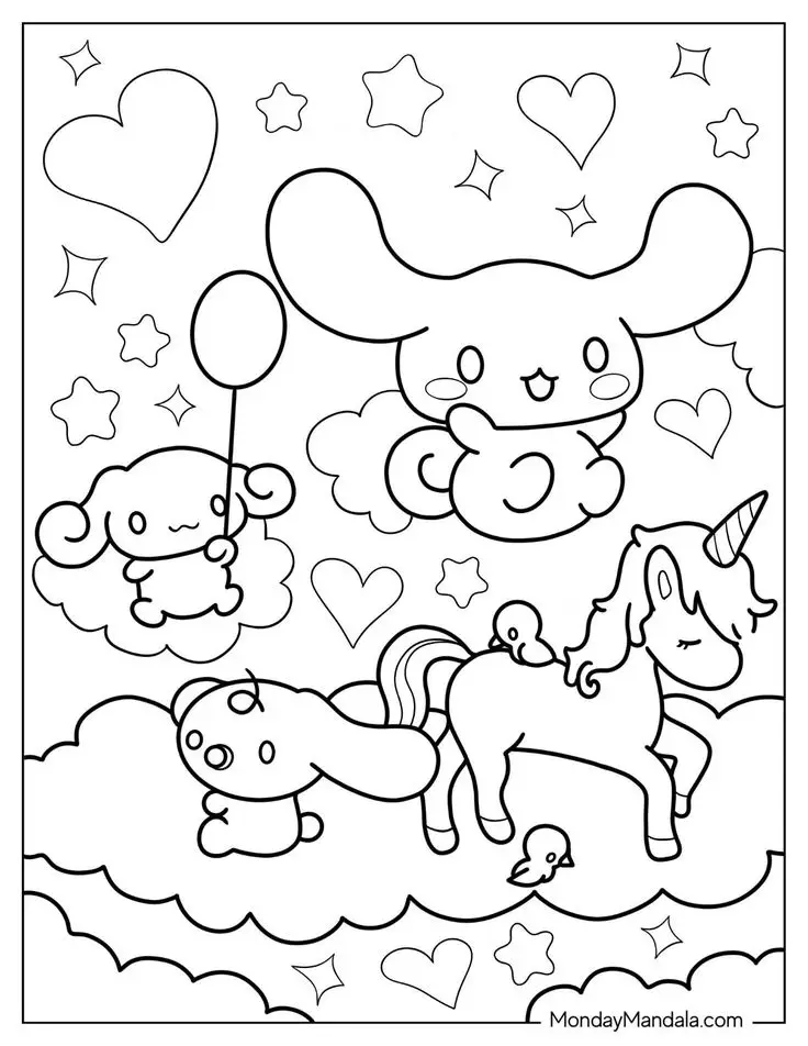 Cinnamon rolls coloring pages - Tô màu Cinnamoroll dễ thương 32