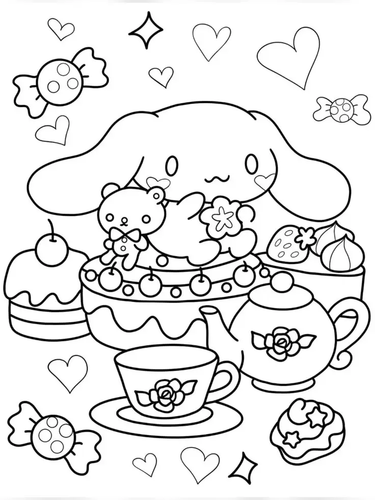 Cinnamon rolls coloring pages - Tô màu Cinnamoroll dễ thương 40