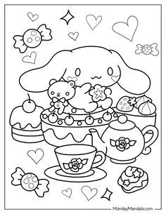 Cinnamon rolls coloring pages - Tô màu Cinnamoroll dễ thương 42