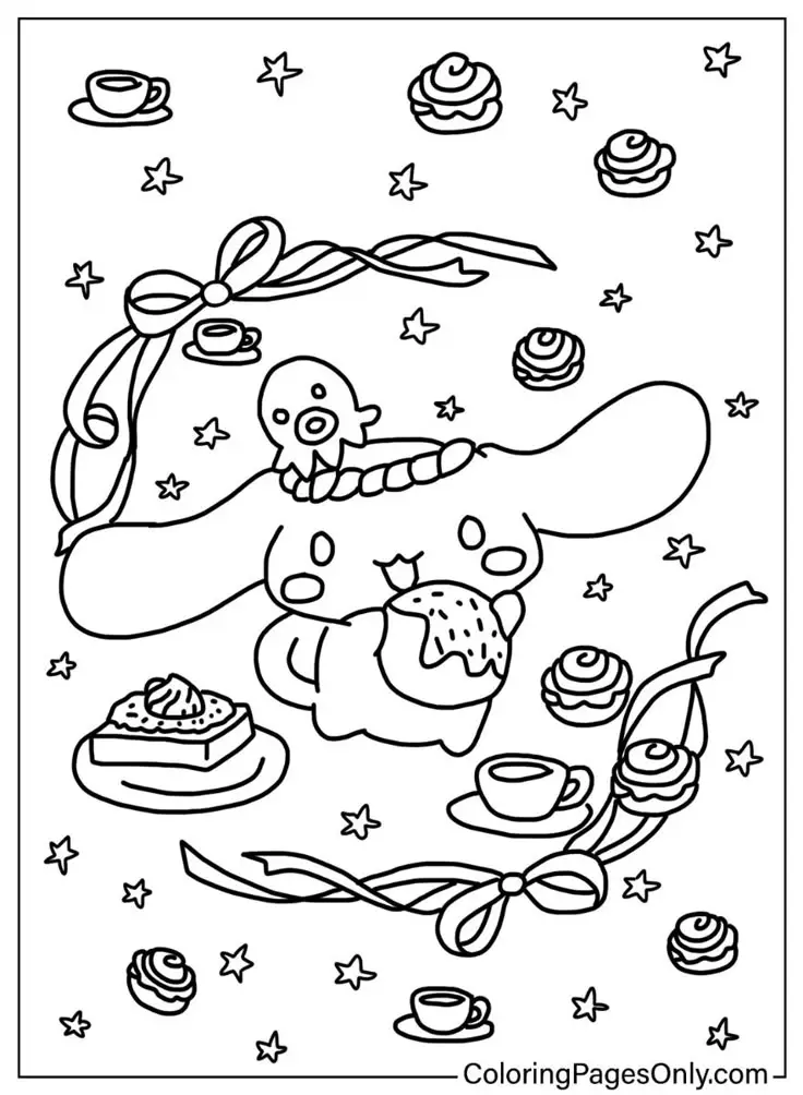 Cinnamon rolls coloring pages - Tô màu Cinnamoroll dễ thương 46