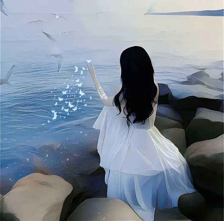 Hình avatar đẹp anime cô gái cầm điện thoại che mặt 3