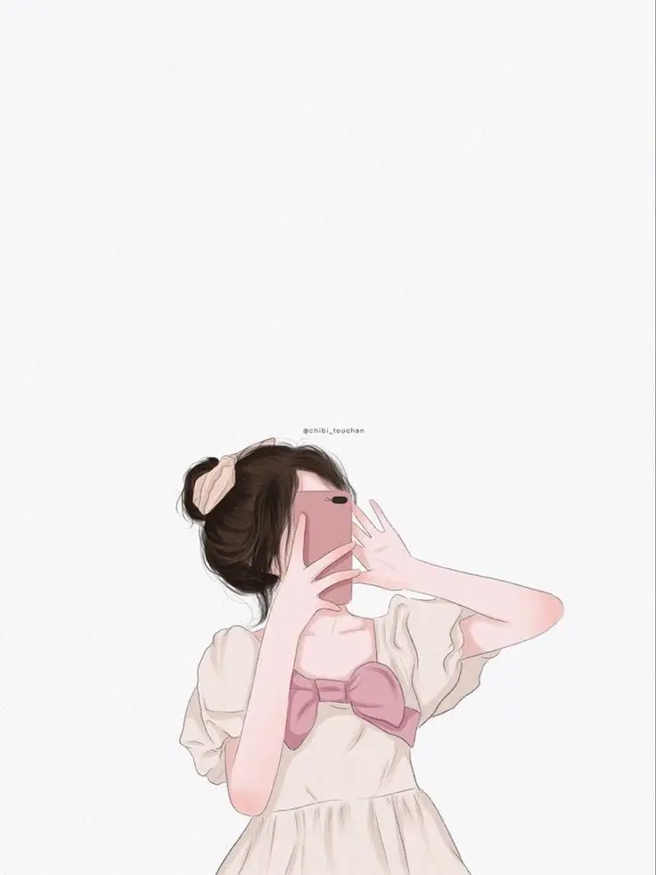 Hình avatar đẹp anime cô gái cầm điện thoại che mặt 20