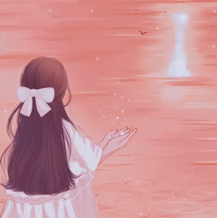 Hình avatar đẹp anime cô gái cầm điện thoại che mặt 21