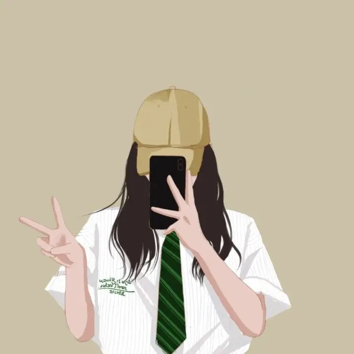 Hình avatar đẹp anime cô gái cầm điện thoại che mặt 81