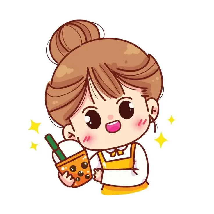 Cô gái uống trà sữa chibi dễ thương 1