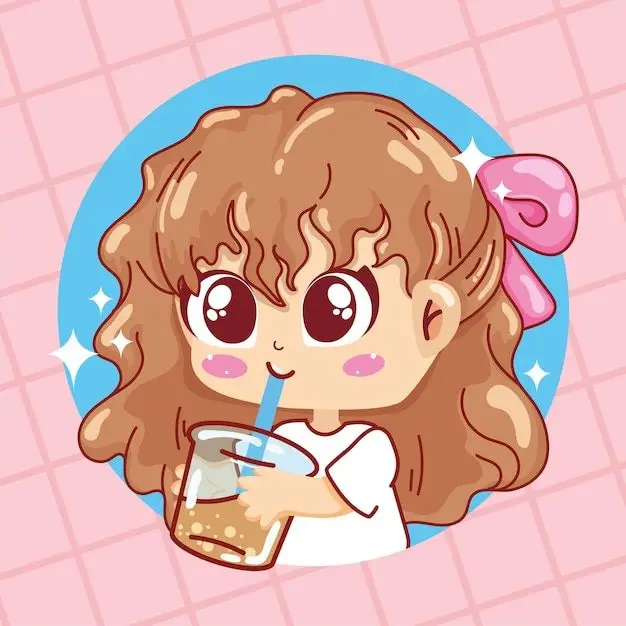 Cô gái uống trà sữa chibi dễ thương 2