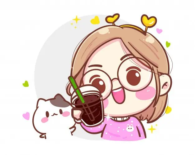 Cô gái uống trà sữa chibi dễ thương 5