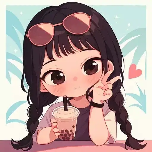 Cô gái uống trà sữa chibi dễ thương 7