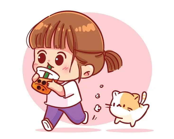 Cô gái uống trà sữa chibi dễ thương 9