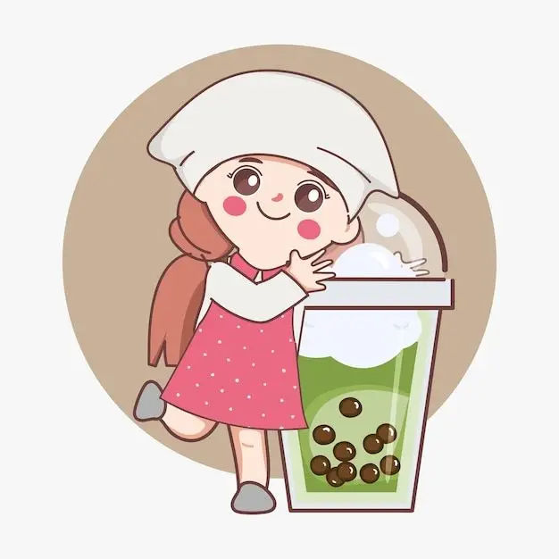 Cô gái uống trà sữa chibi dễ thương 13