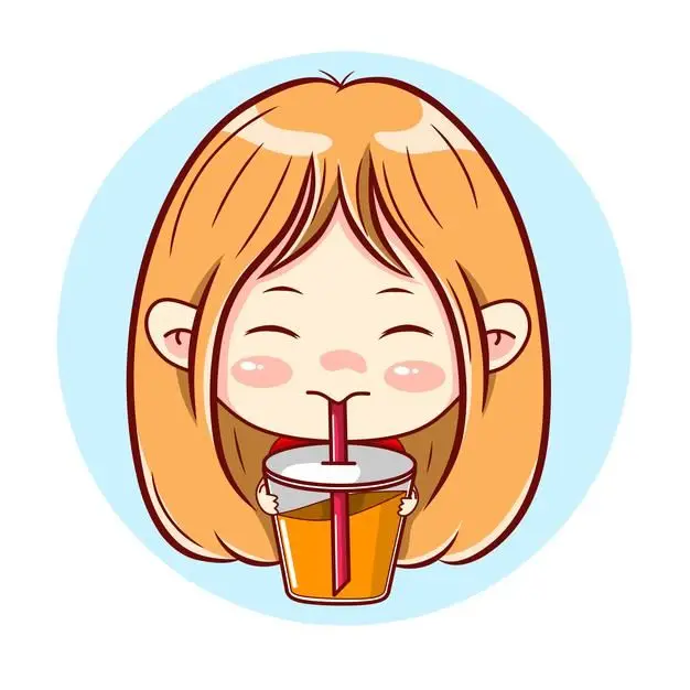 Cô gái uống trà sữa chibi dễ thương 14