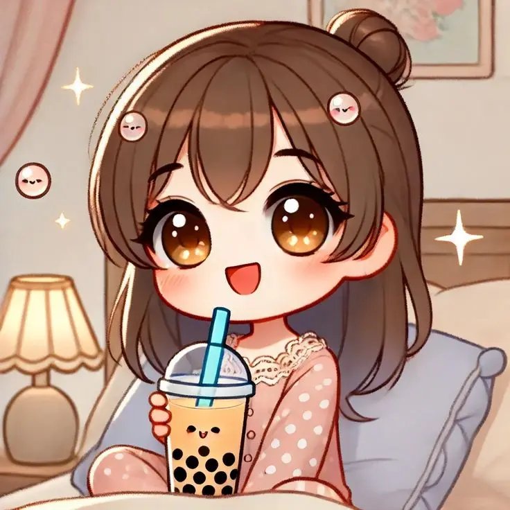 Cô gái uống trà sữa chibi dễ thương 17