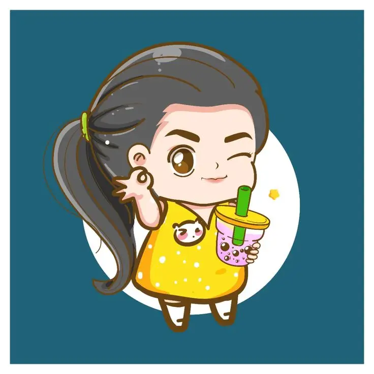 Cô gái uống trà sữa chibi dễ thương 19