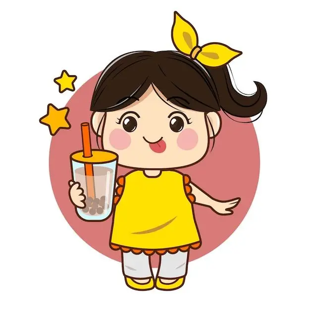 Cô gái uống trà sữa chibi dễ thương 23