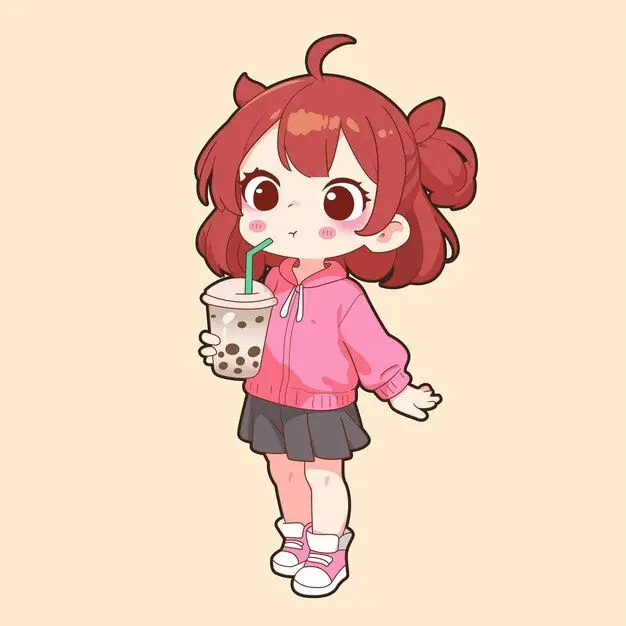 Cô gái uống trà sữa chibi dễ thương 25