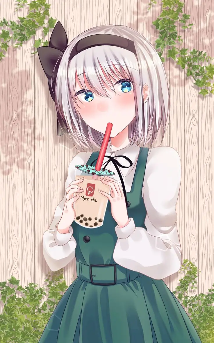 Cô gái uống trà sữa chibi dễ thương 27