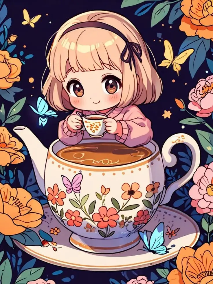 Cô gái uống trà sữa chibi dễ thương 36