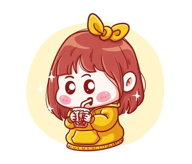 Cô gái uống trà sữa chibi dễ thương 39